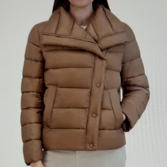 Tahari Ladies' Asymmetrical Puffer Jacket, Tan NEW WITH TAGS - Picture 1 of 9
